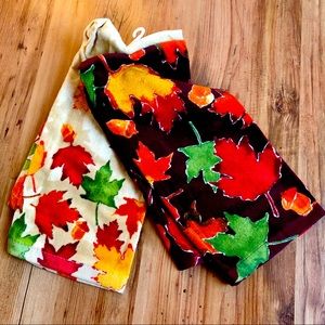 NEW HARVEST Kitchen Towels Leaves SET of 2 Towels